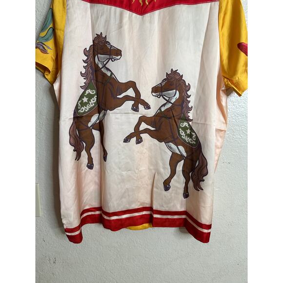 Show Me Your Mumu Home & Away Lone Star Silk Pajama Top Womans Medium - Picture 3 of 11